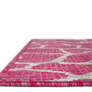 Unique Loom Outdoor Safari Collection Area Rug - Giraffe (2' x 3' Rectangle Magenta/Ivory)