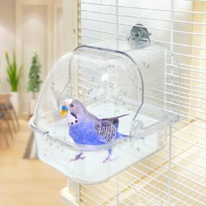 wqy groceryshop bird bath for cage, cleaning pet supplies cockatiel bird bathtub with hanging hooks for little bird parrots spacious parakeets portable shower for most birdcage