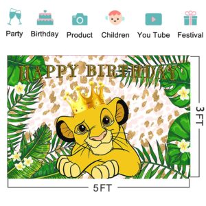 The Lion King Backdrop for Birthday Party Decorations, Wild Jungle Background for Baby Shower Party Cake Table Decorations Supplies, The Lion King Theme Banner, 5x3ft