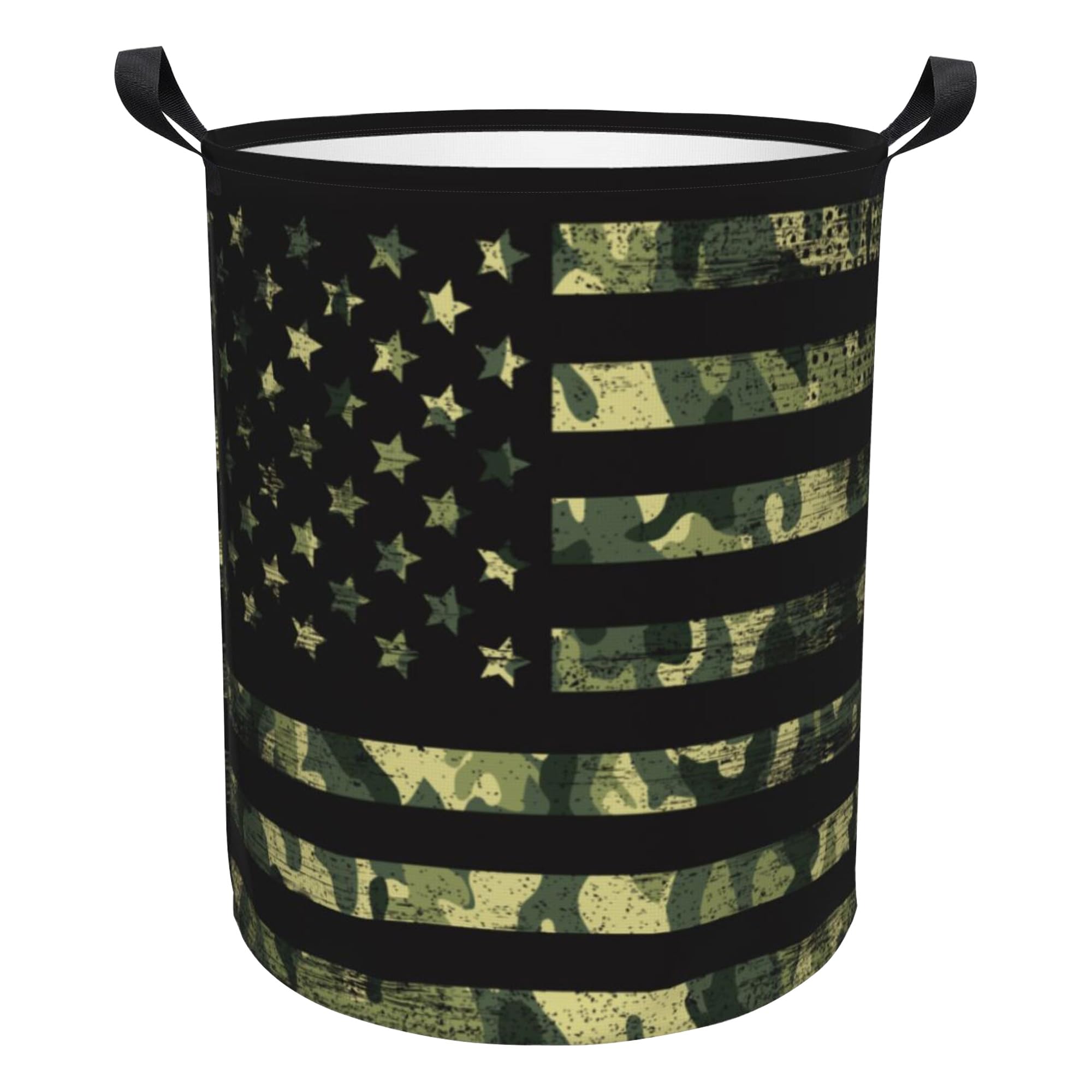 iapodiad Collapsible Laundry Basket Camo American Flag Large Organization Clothes Hampers Home Dorm Sundries Tote Storage Basket