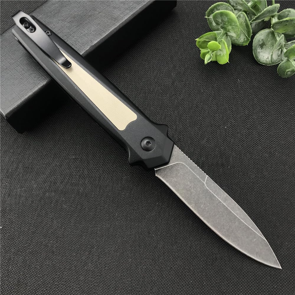 7.8in Assisted Open Button Lock Pocket Knife, Folding Knife,D2 Blade Aluminium Alloy Handle, Utility EDC Tool for Men Women Gift (Black handle)