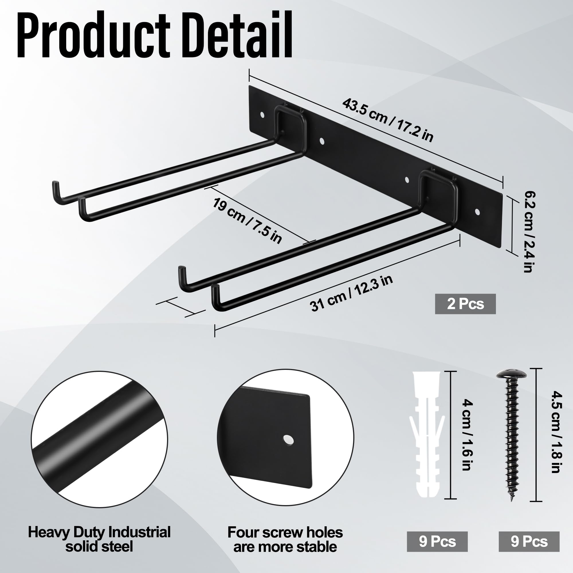 Heevir Folding Chair Storage Rack, Garden Tool Hanger, Garage Ladder and Foldable Chair Organizer Wall Mount Hooks, Garage Organization for Lawn, Beach, Camping, Yard Chiars