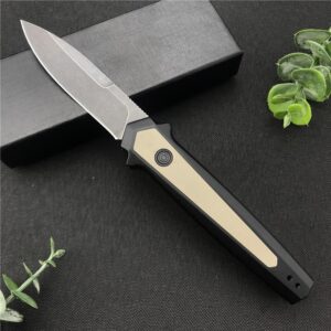 7.8in Assisted Open Button Lock Pocket Knife, Folding Knife,D2 Blade Aluminium Alloy Handle, Utility EDC Tool for Men Women Gift (Black handle)