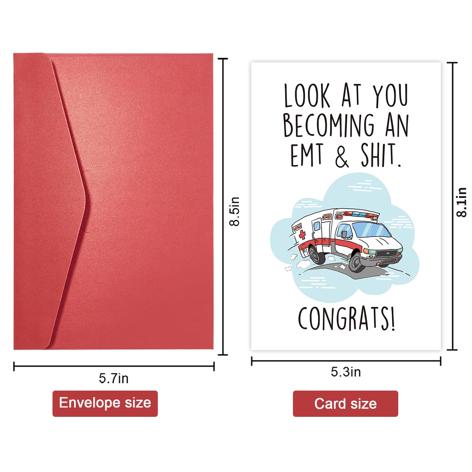 Funny Congrats Card for Emergency Services Graduate, Congratulations Card for Him Her, New EMT Graduation Card, Look At You Becoming an EMT and Shit