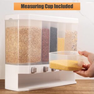 Grain Dispenser with Measuring Cup，Dry Food Dispenser Snack Dispenser Rice Dispenser for Kitchen Organizing，Kitchen Storage 25 Pounds Food Dispensers，6 Grid