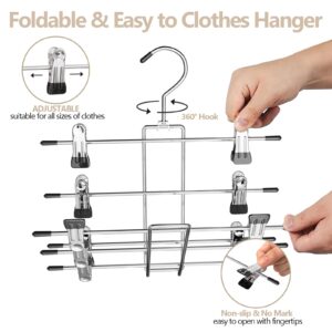 Hangers，Pants & Skirt Hangers Space Saving Hanging Closet Organizer and Storage，Clothes Hangers with 360° Swivel Hook，Upgrade Skirt Hangers with Clips-2Pack Closet Storage-Pant Hangers