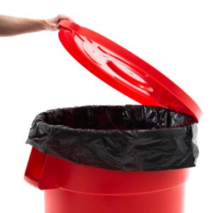 PRO&Family 55 Gallon Trash Can with Lid Round Ingredient Storage Containers Recycling Bin Kitchen Garbage Can Office Garbage Can Trash Barrel Plastic Barrel Yard Waste Bin Outdoor Trashcan (4, Red)