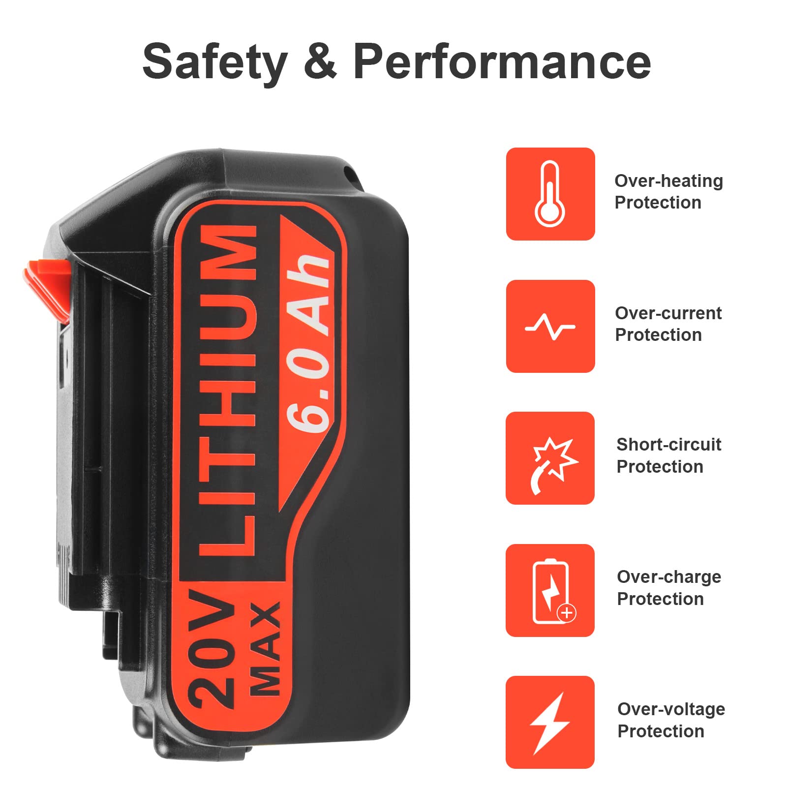 TREE.NB 6.0Ah 20V Battery Replacement for Black and Decker 20V Lithium Battery LBXR20 LBXR20B LBXR20-OPE LBXR2020 LB20 LBX20 LB2X4020 LST220 (2 Pack)