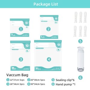 CABIBOX Handheld Vacuum Sealer, Sous Vide Bags, Vacuum Hand Pump with 20Pcs Reusable Food Saver Sealer Bags & 6 Sealing Clips & 1 handheld pump, Vacuum Zipper Bags for Sous Vide Cooking