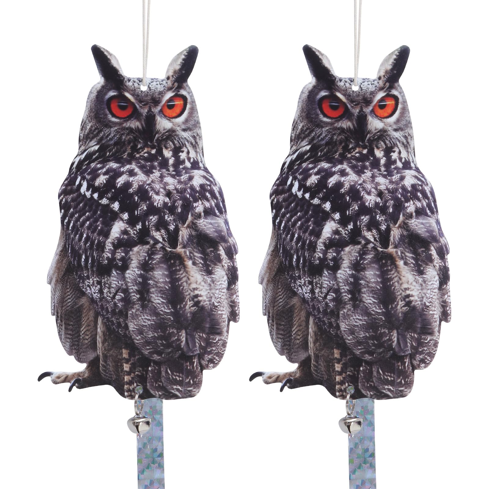 Owl Scarer for Gardens, 2Pack Fake Owl Hanging Effective Cardboard Owl Deterrent for Garden Patio Windows