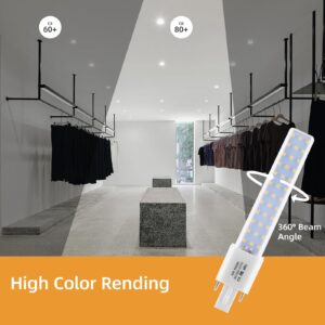 Lidesheng G23 LED Light Bulb 6W Plug and Play Replacement 13W CFL LED Stick PL Bulb G23-2 Pin Base, 360° Beam Angle Cool White 6000K, Driven by 100-277V and CFL Ballast, 2 Pack (G23 6W, Cool White)