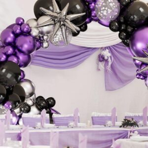 Aooxpok Metallic Purple Balloon Garland Arch Kit,146Pcs Metallic Purple Balloon Sliver Confetti Balloon for Graduation Baby Shower Birthday Wedding Gender Reveal Party Decorations