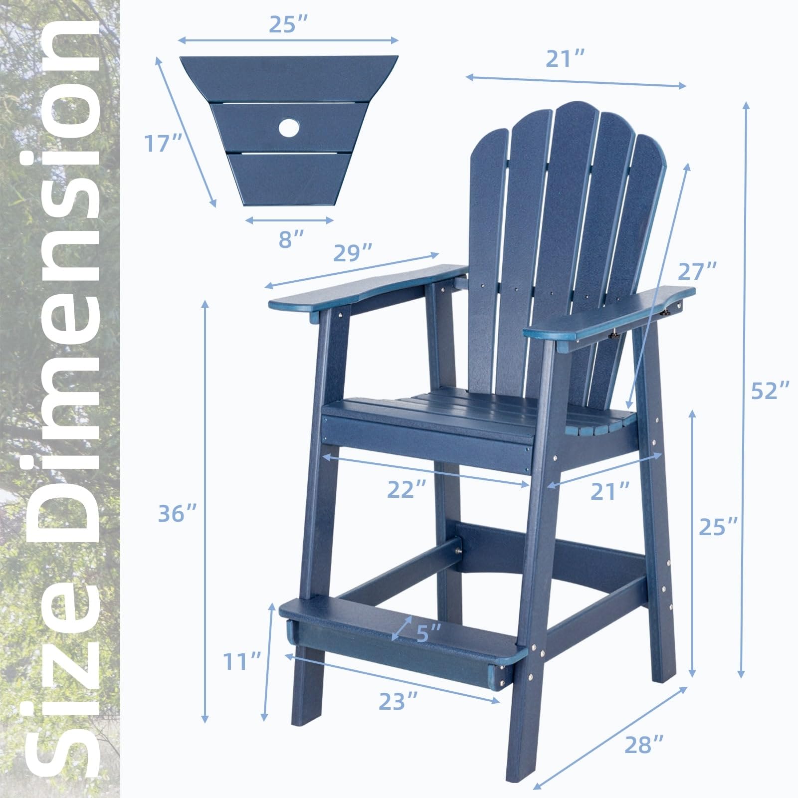 Bed Bath & Beyond Tall Adirondack Chair Set of 2 Outdoor Patio Adirondack Barstools Navy Blue