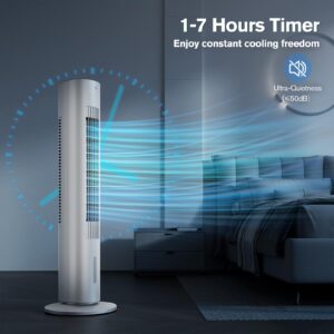 3-IN-1 Windowless Portable Air Conditioners, 35’’ Evaporative Air Cooler w/Remote, 7H Smart Timer & 70° Oscillating, 1.2L Water Tank With 3 Ice Packs, Cooling Tower Fan For Bedroom Living Room Office