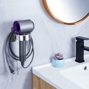 WAYASI Hair Dryer Holder - Hair Tool Storage Organizer Wall Mount, Stainless Steel Hair Blow Dryer Holder, Hot Tools Holder, Adhesive Hairdryer Holder Bathroom, Hair Dryer Hanger, Blow Dryer Organizer