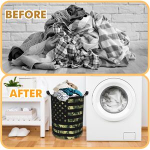 iapodiad Collapsible Laundry Basket Camo American Flag Large Organization Clothes Hampers Home Dorm Sundries Tote Storage Basket