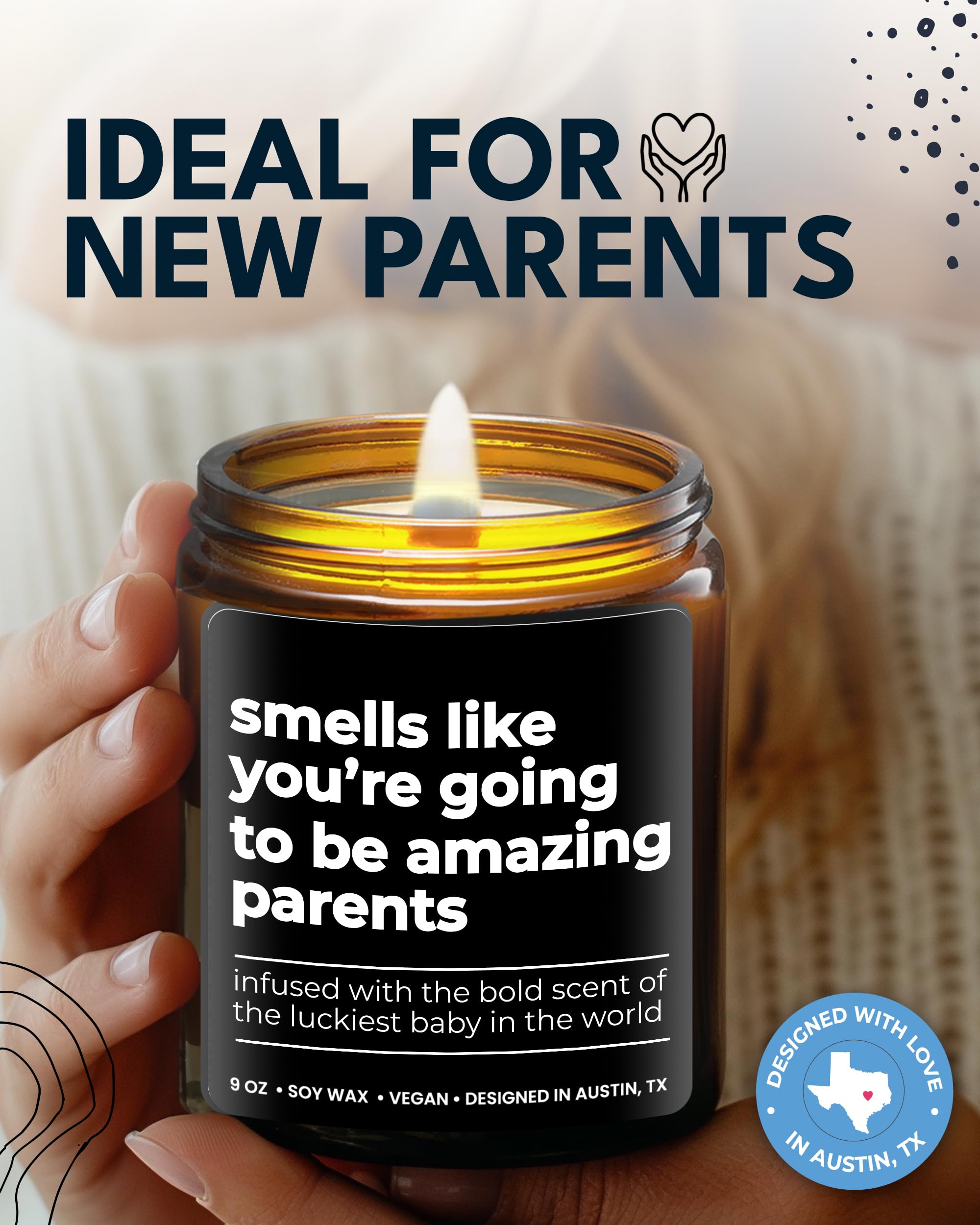 Amazing Parents Candle, Unique Gifts for New Parents for Mother's Day & Father's Day, New Parents Gifts for Couples, Gender Reveal Gifts for Parents to Be, Mom and Dad Gifts for New Parents