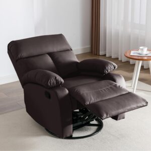 hzlagm Swivel Rocker Recliner, Rocking Recliners Chair for Small Spaces, Small Rocker Recliner Chair, Nursery Rocking Chairs for Living Room, RV, Nursery, Brown