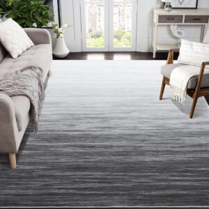 Zacoo Area Rugs 9x12 Living Room Machine Washable Rugs Grey Ombre Rug Throw Rugs Non Slip Rugs for Bedroom Soft Rug with Rubber Backing Stain Resistant Carpet Large Rug 9'x12' Grey