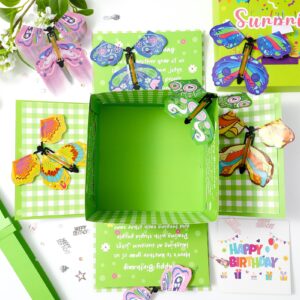 XLSXEXCL Birthday Explosion Gift Box, Birthday Flying Butterfly Surprise Gift Box, DIY Exploding Surprise Birthday Gift for Birthdays, Wedding, Mother's Day, Anniversaries, 7.9x7.9x5.1in