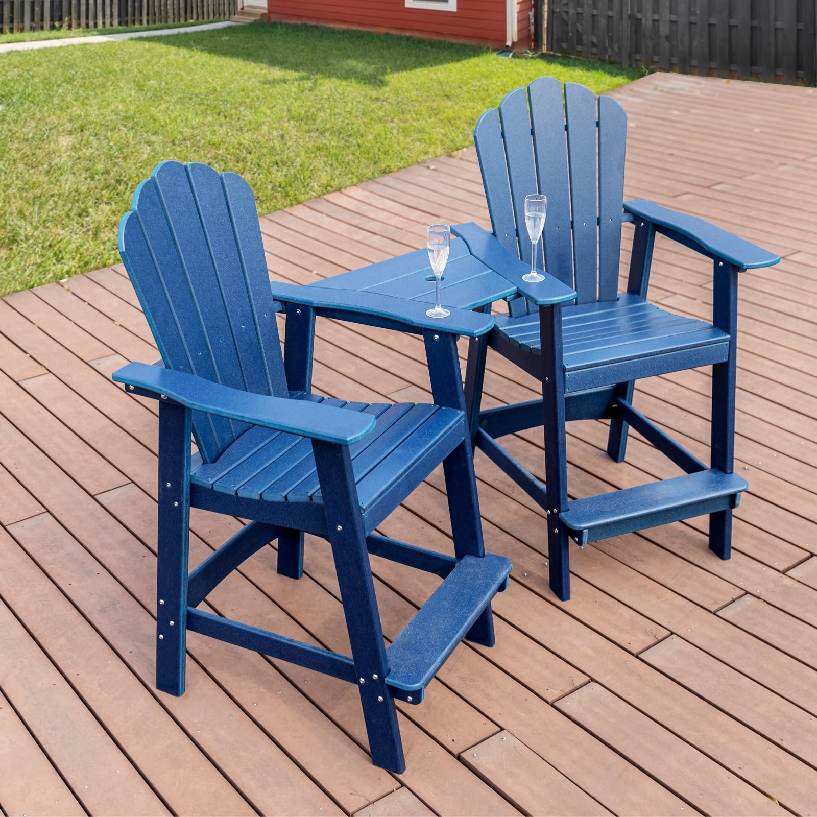 Bed Bath & Beyond Tall Adirondack Chair Set of 2 Outdoor Patio Adirondack Barstools Navy Blue