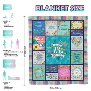 Akoigun 13 Year Old Girl Gifts, Best 13 Year Old Girl Birthday Gift Ideas, Gifts for 13 Year Old Girl Blankets, 13th Birthday Gifts for Girls, Happy 13th Birthday Decorations for Her Throw 50"X60"