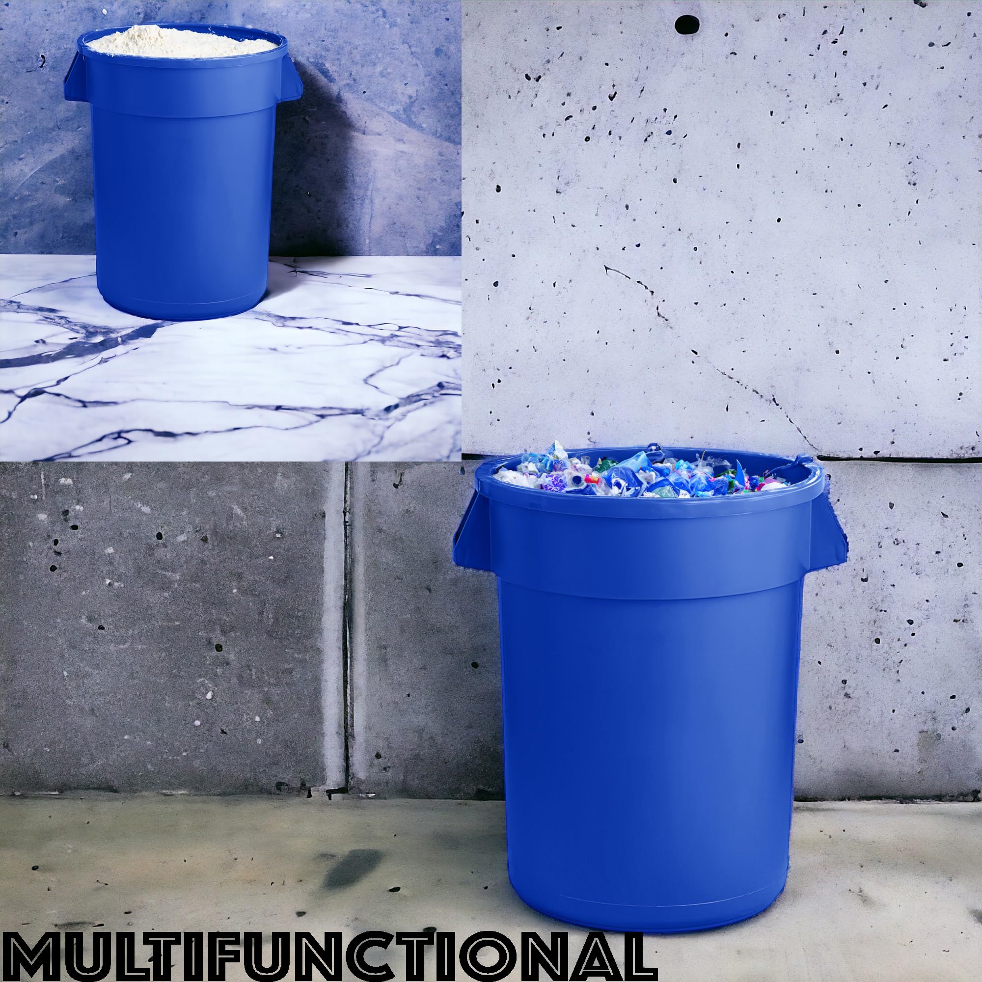 Mix.Home 32 Gallon Round Trash bin Garbage can Outdoor Yard Trash can Trash Barrels Garbage Drum Heavy Duty Trash can Industrial Trash can Kitchen Trash bin (5, Blue)