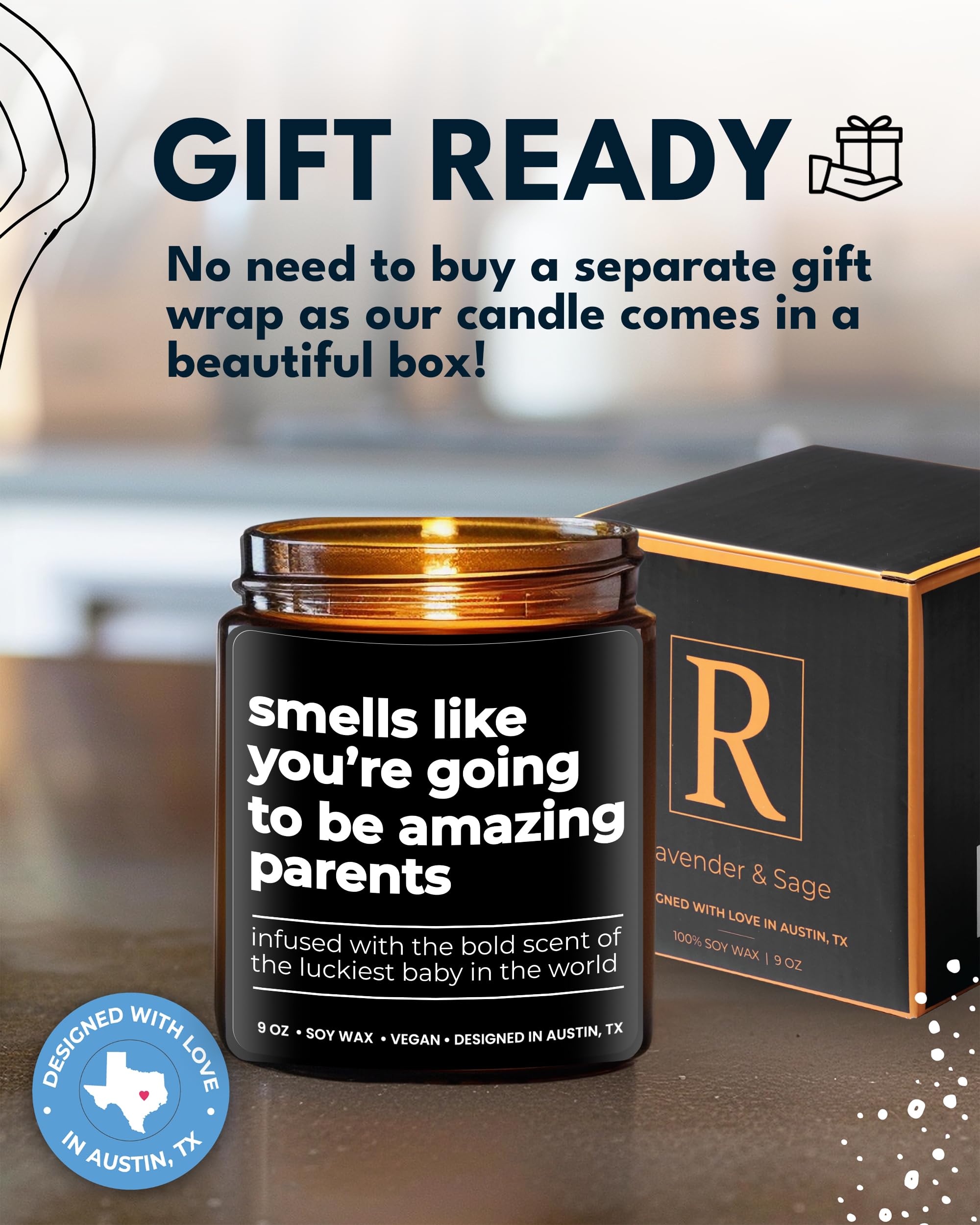 Amazing Parents Candle, Unique Gifts for New Parents for Mother's Day & Father's Day, New Parents Gifts for Couples, Gender Reveal Gifts for Parents to Be, Mom and Dad Gifts for New Parents