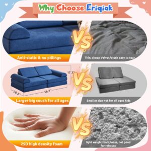 Erigiak 2024 Kids Couch Play Couch Large, Miss Fabric Modular Foam Couch Floor Sofa Soft Play Equipment for Kids, Convertible Sofa Couch and Kids Playhouse