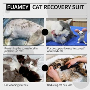 FUAMEY Cat Recovery Suit for Cats Spay,Cat Onesie Abdominal Wounds Surgical Shirts Kitten Skin Protection Bodysuit Cat Anti Licking Wear Female Cats Weaning Clothes Alternative to Cone Black Dot XS