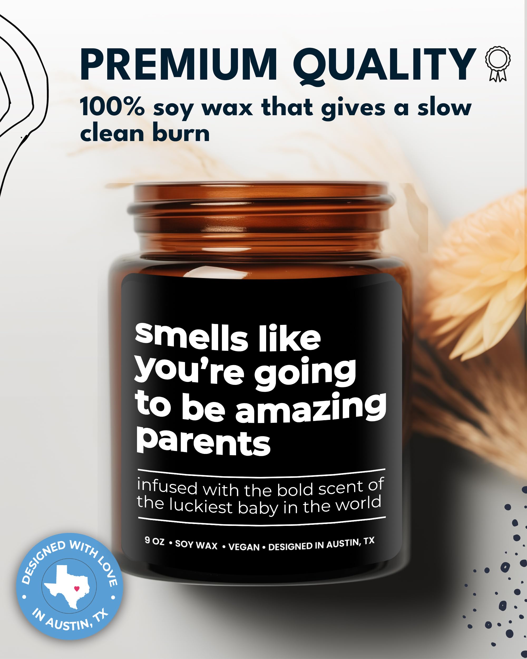 Amazing Parents Candle, Unique Gifts for New Parents for Mother's Day & Father's Day, New Parents Gifts for Couples, Gender Reveal Gifts for Parents to Be, Mom and Dad Gifts for New Parents