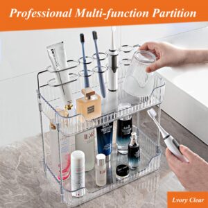 YCJYZLF Bathroom Counter Organizer Countertop Shelf, Perfume Organizer for Dresser, Vanity Organizer Trays, Skincare Organizers, Makeup Cosmetic Storage,Makeup Organizer Countertop(2 Tiers-Clear Pro)