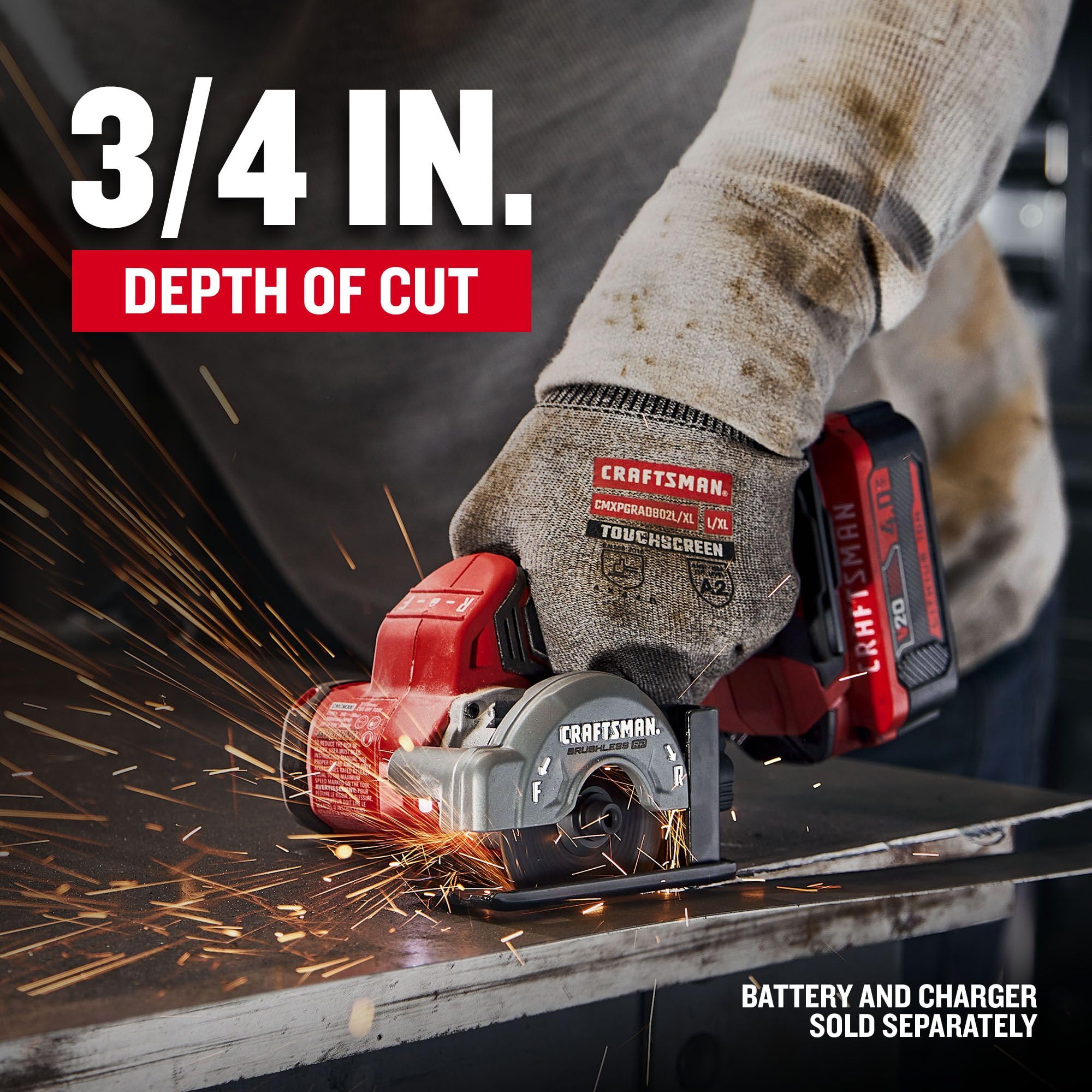 CRAFTSMAN V20 Cordless Cut-Off Tool, Brushless RP, 3 Inch, Small Circular Saw, Bare Tool Only (CMCM300B)