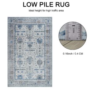 BRICHOEE 2x3 Grey Thin Rug Washable Boho Rug Small Area Rug Non-Slip Non-Shedding Area Rug for Door Mat, Kitchen, Entryway, Powder Room