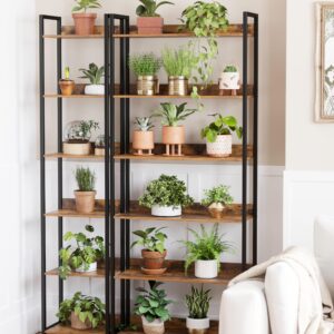 bresurv 6-Tier Bookshelf, Narrow Bookcase with Open Shelves, Talll Book Shelf Coner Shelf for Living Room, Bedroom, Home Office, Study, Bathroom,11.5 x 15.7 x 72.6 Inches, Rustic Brown and Black