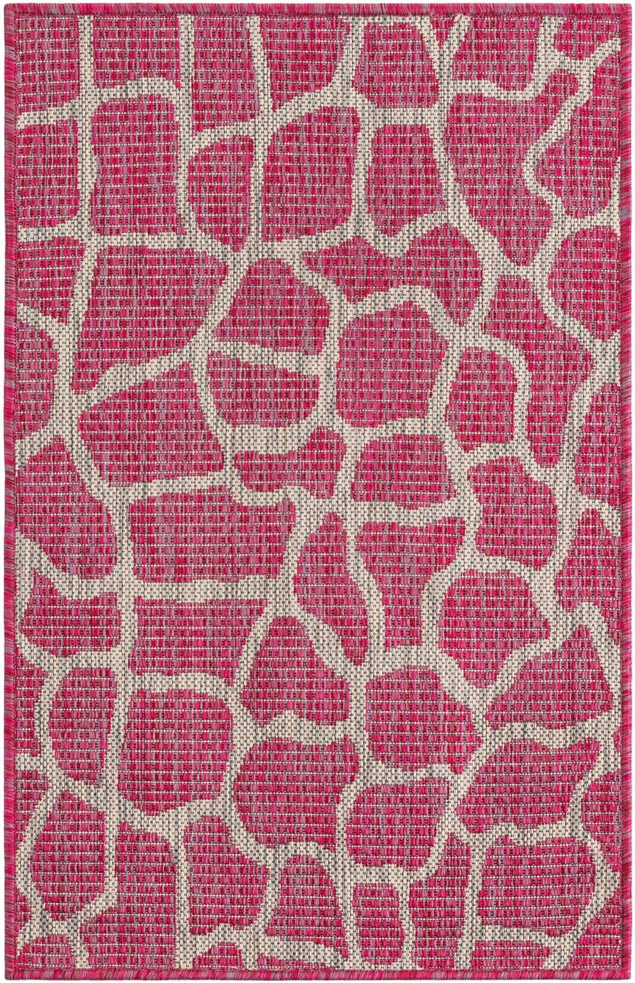 Unique Loom Outdoor Safari Collection Area Rug - Giraffe (2' x 3' Rectangle Magenta/Ivory)