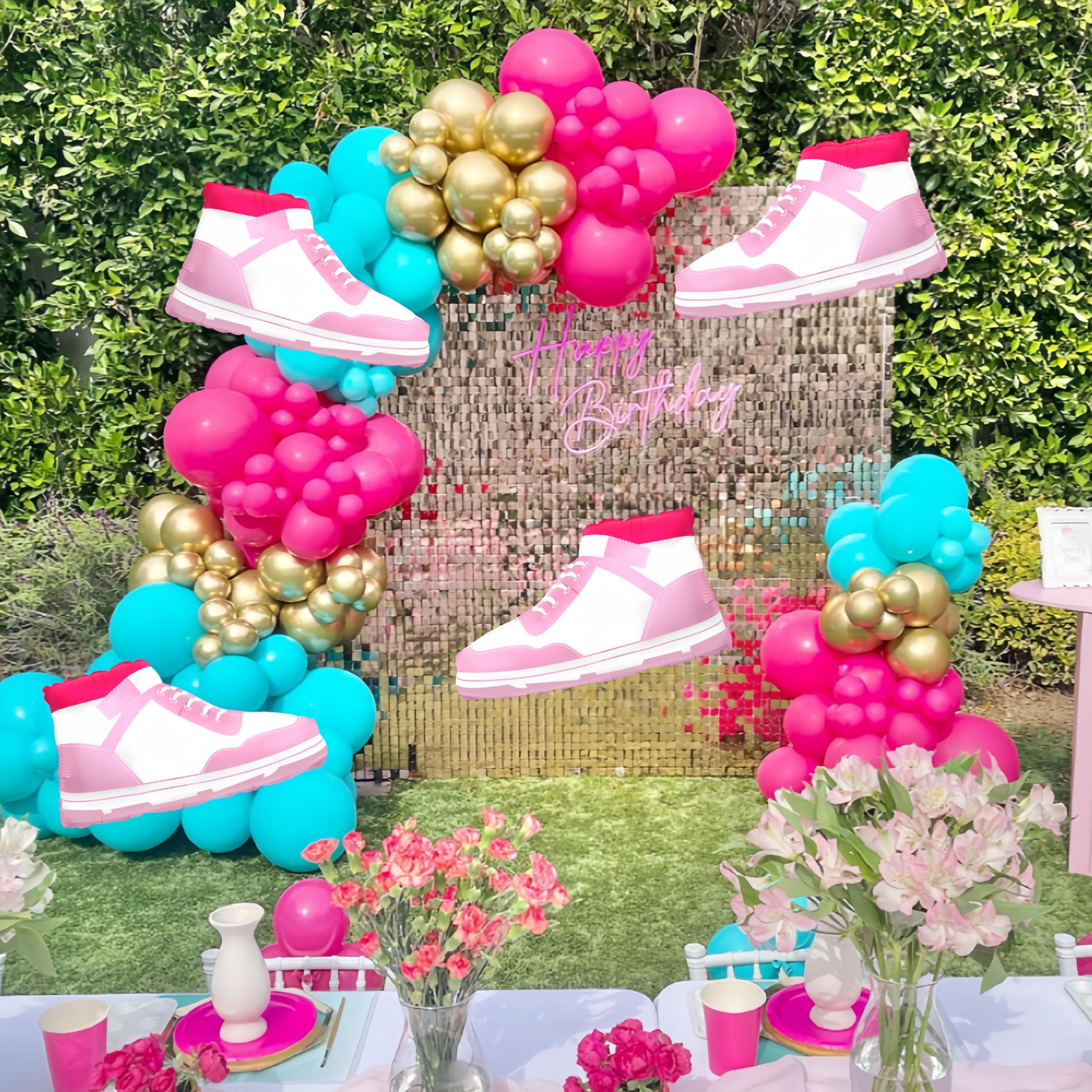 Girl Shoes Balloon/Basketball Shoes Sneaker Balloons/Girl Birthday Foil Balloon Princess Shoes/Mother's Day Birthday Balloon/Bridal Shower/Tennis Shoe Sports Logo Balloon Sports Decoration