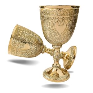 antiquana royal wine goblet solid brass handmade premium wine cup medieval decor gothic chalice ancient elegant wine goblet (pack of - 1)