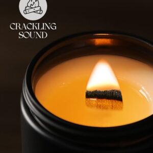 AOOVOO Scented Candles for Men - Rose & Sandalwood Candles for Home Scented | Crackling Wood Wick Soy Candles | Strong Fragranced Masculine Black Candle Gift for Women & Men, 9oz