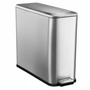 13 Gallon Tall Kitchen Garbage Can, Hands-Free Stainless Steel Trash Can with Lid Soft Close, Step Pedal, Slim Rectangular Fingerprint-Resistant Kitchen Trash Can with Removable Inner Bucket