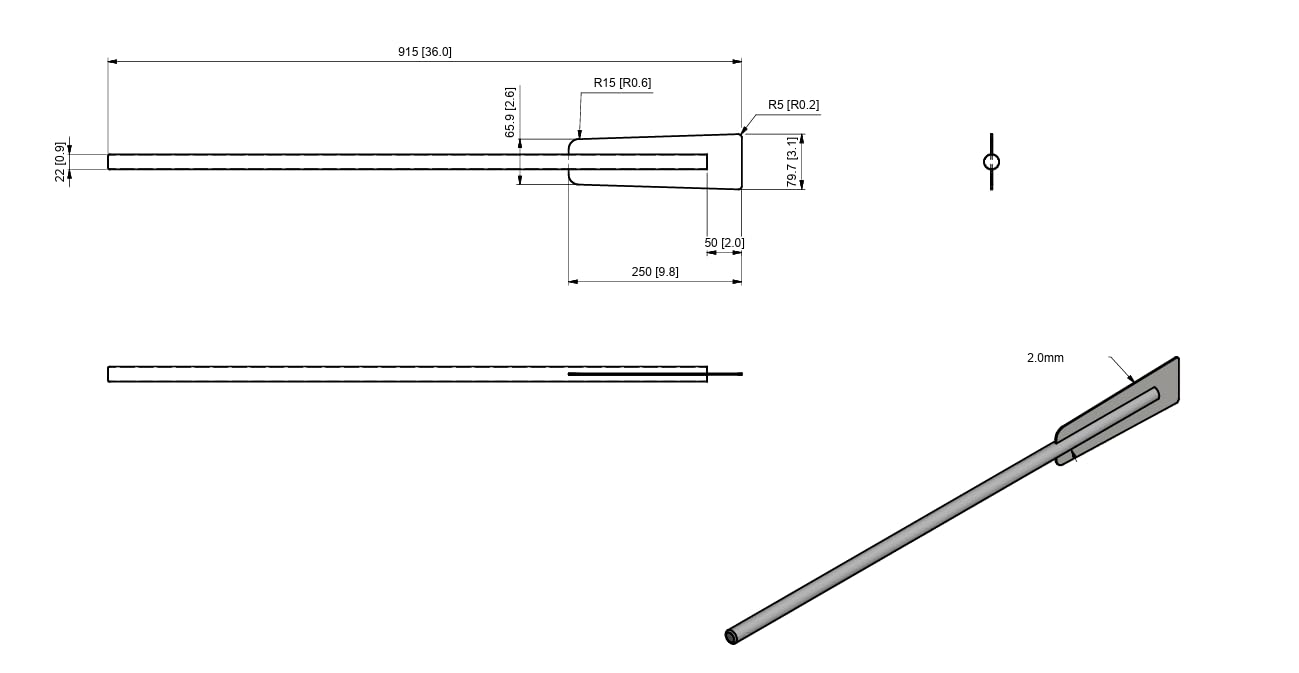 Durable Stainless Steel Mixing Paddle - 36” (1 Pc.) - Heavy-Duty Construction - Ideal for Large-Batch Cooking, Commercial Kitchens, and Outdoor Campfire Cooking