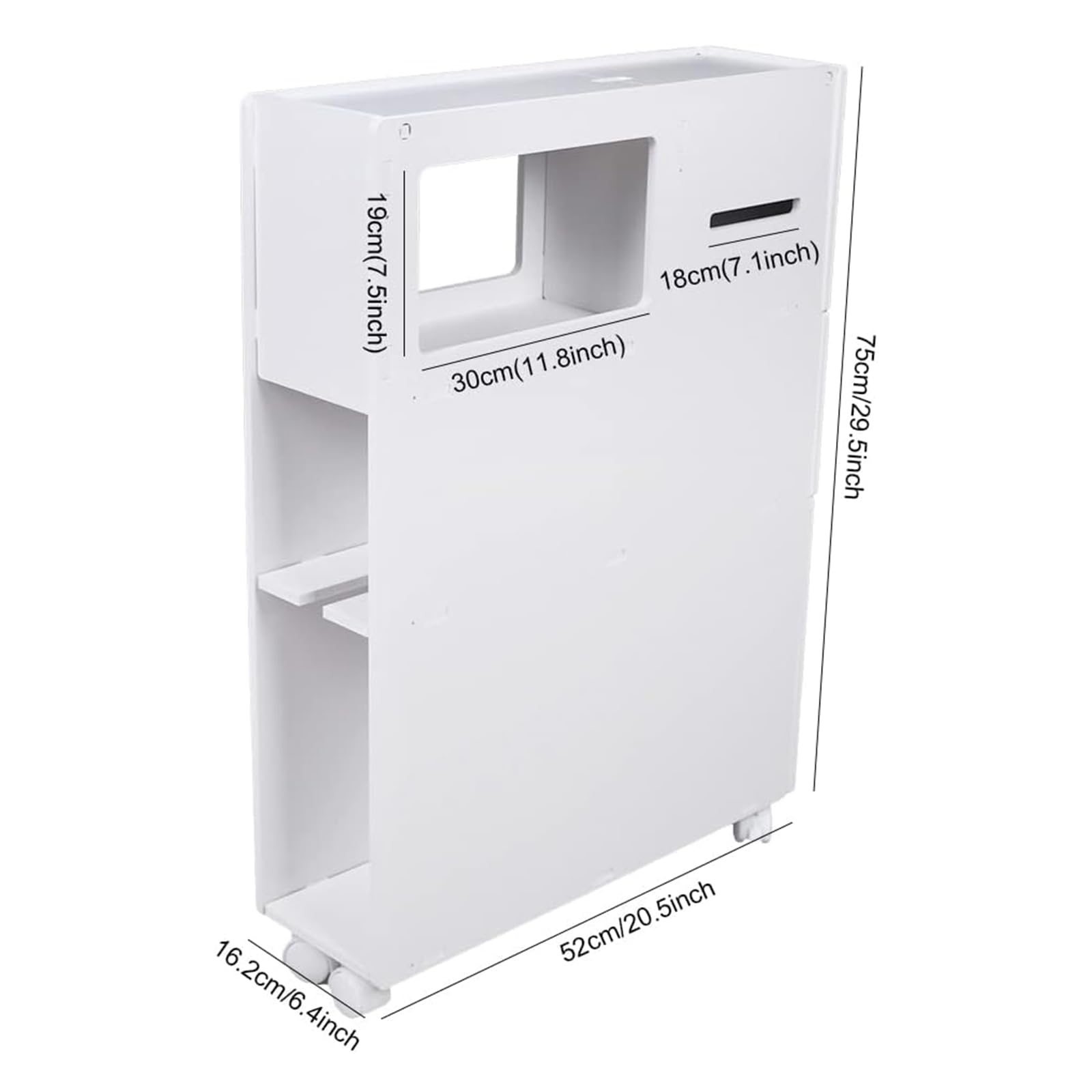 ILWorkTLs Toilet Slim Bathroom Storage Cabinet, Narrow Cabinet with Drawer and Wheel,2 Drawers Toilet Slim Floor Cabinet for Bathroom,White