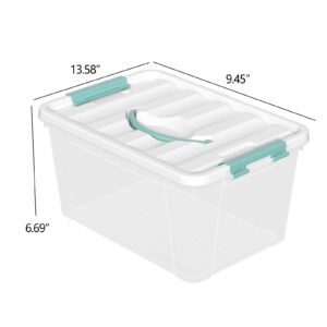 Xyskin 14 Quart Clear Storage Bins with Lid and Green Handle, Storage Latch Box/Bin Organizing Container