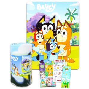 disney bluey fleece blanket set for kids - bundle with bluey 45x60 blanket, stickers & more | bluey throw blanket for boys, girls (bluey gift set)