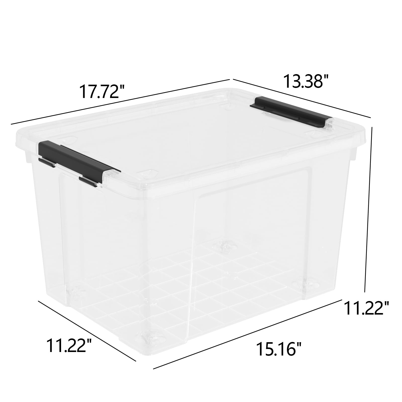 Taysisiter 40 Quart Plastic Clear Latching Bin with Lid, Plastic Storage Box with Wheels, 4 Packs