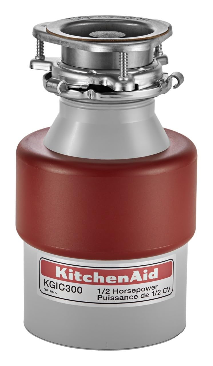 KitchenAid 84211643 1/2-Horsepower Continuous Feed Waste Food Disposer, Red