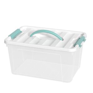 xyskin 14 quart clear storage bins with lid and green handle, storage latch box/bin organizing container