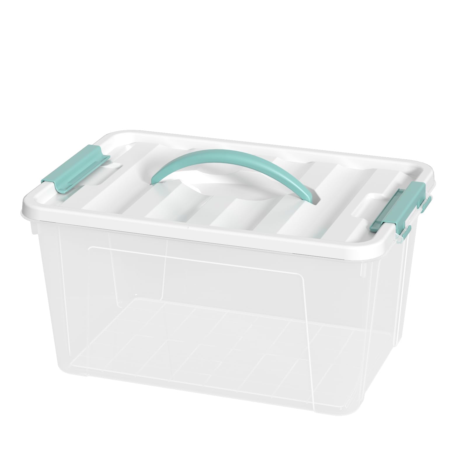 Xyskin 14 Quart Clear Storage Bins with Lid and Green Handle, Storage Latch Box/Bin Organizing Container