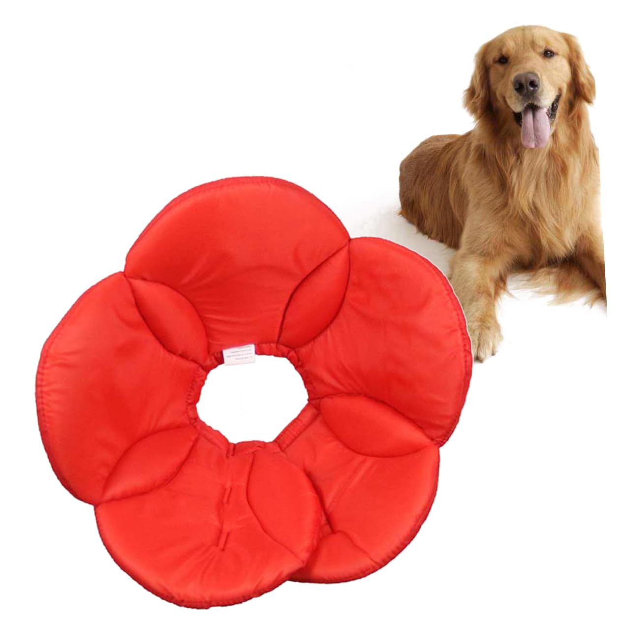 Parliky Protective Dog Collar Red Polyester Sponge Design for Dog Licking Prevention and Comfort