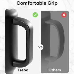 Trebo 40 oz Water Bottle Insulated Fit Car Cup Holder with Handle, Stainless Steel Water Bottles Tumbler with Spout Straw Lids, Double Wall Travel Reusable Flask, Leakproof Mug,Keep Cold &Hot,Black